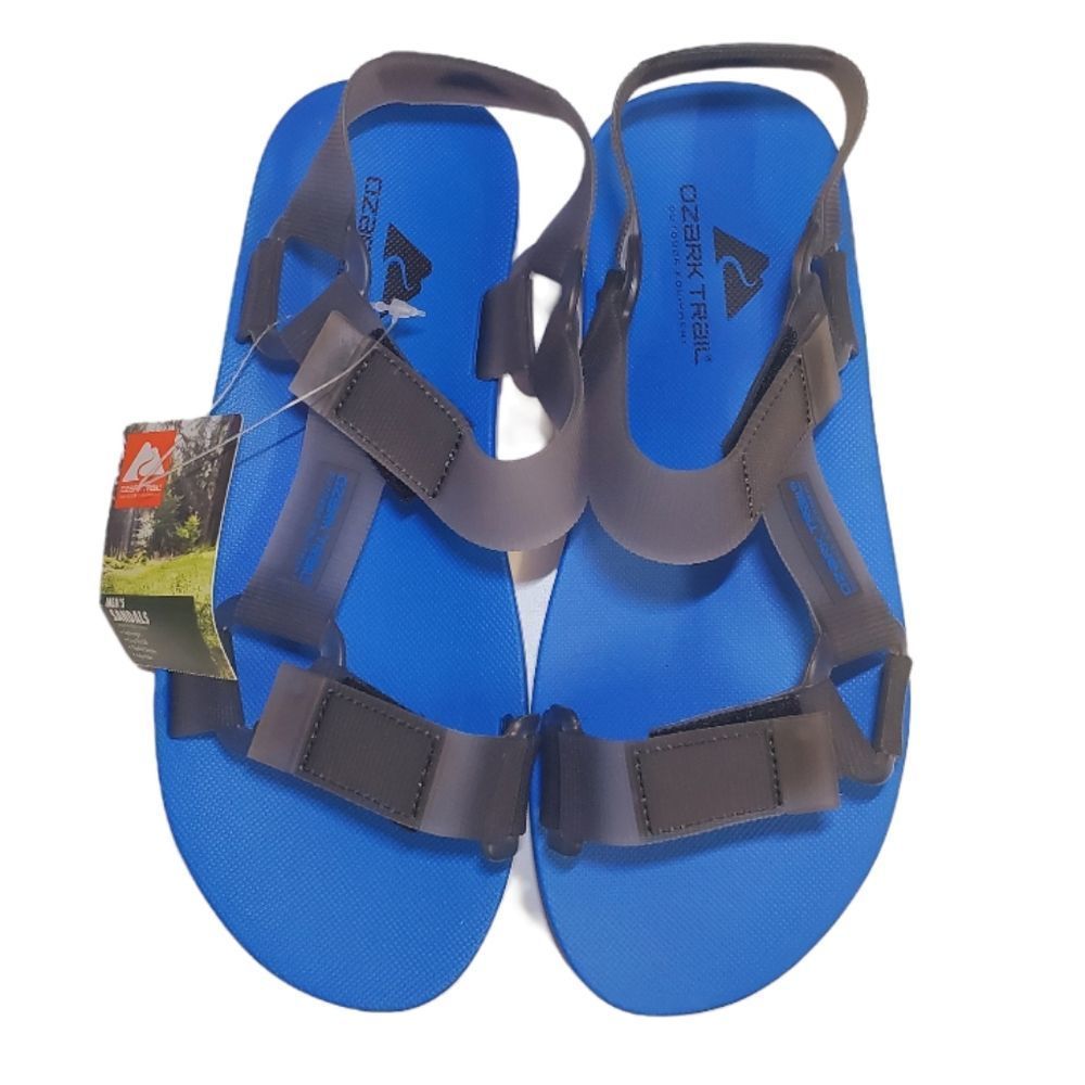#418 New Blue Gray Mens Ozarks Trail Comfort Jelly Strap Shoes Sandals Size 11 - Picture 8 of 9
